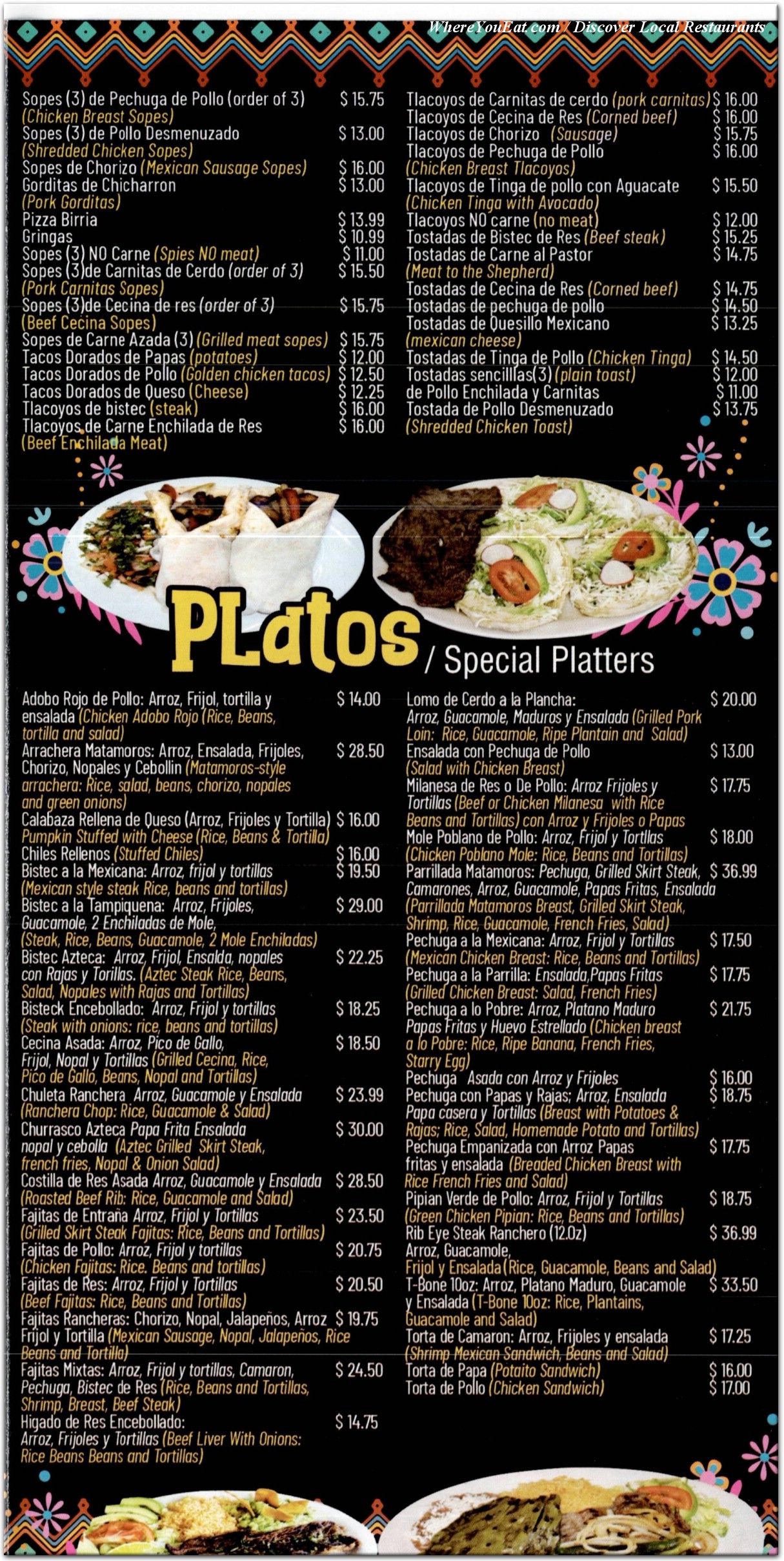 menu
